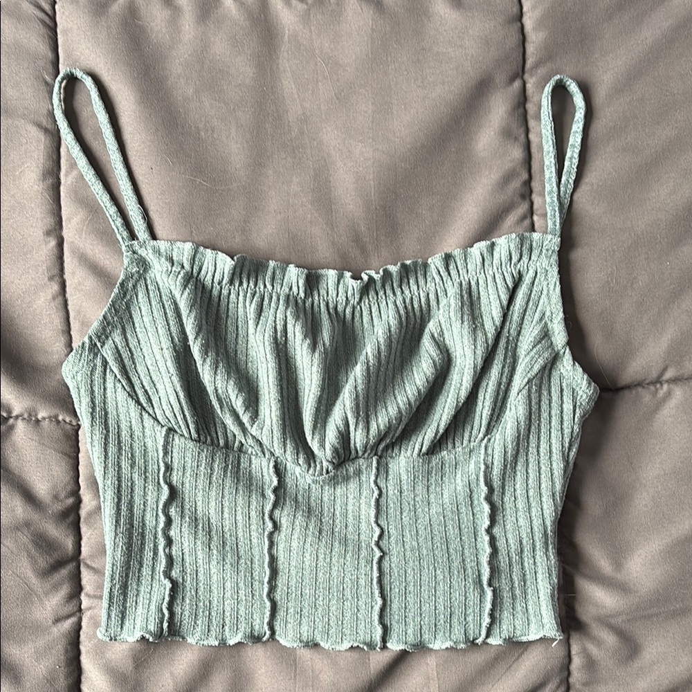 Mint Green Ribbed Women's Top - SHEIN